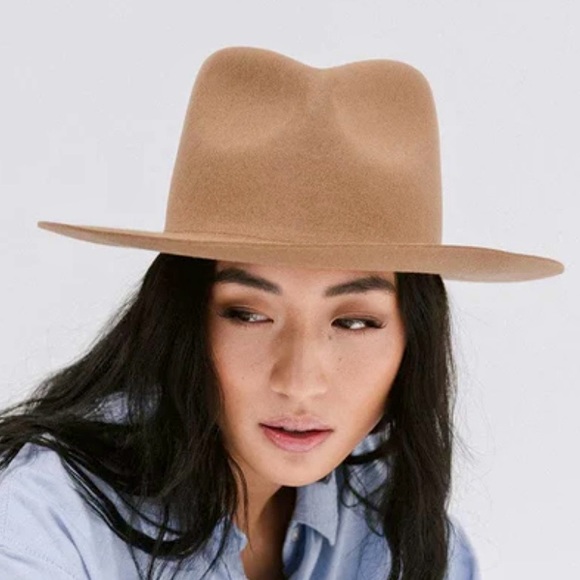 ZARA tan/brown wool blend felt Boho 3” wide brimmed hat - women’s medium - Picture 10 of 10
